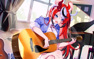Anime, Anime Girls, Virtual Youtuber, Guitar, Hololive English Wallpaper