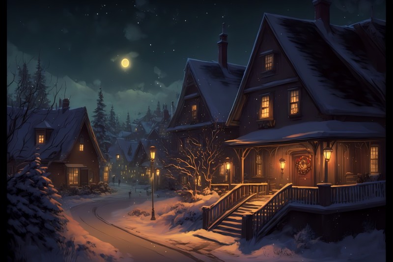 Snow, Christmas, Full Moon, Trees, Pine Trees Wallpaper
