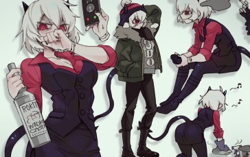 Helltaker, Malina (Helltaker), Simple Background, Vodka, Anime Girls Wallpaper