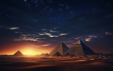 AI Art, Pyramids of Giza, Blue Hour, Digital Art Wallpaper