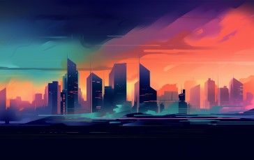 AI Art, City, Illustration, Skyline Wallpaper