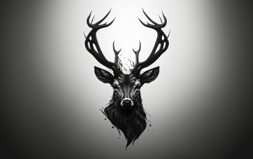 Deer, AI Art, Digital Art, Simple Background Wallpaper
