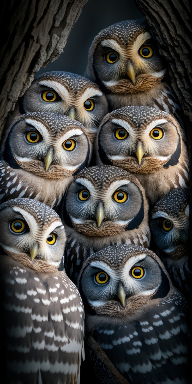 AI Art, Owl, Selfies, Portrait Display Wallpaper