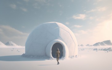 AI Art, Winter, Snow, Igloo, Nature Wallpaper