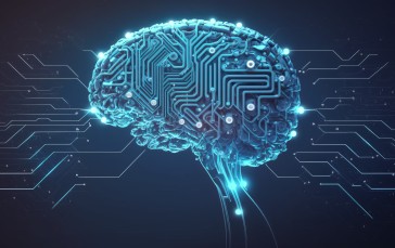 AI Art, Illustration, Data, Brain, Blue Wallpaper