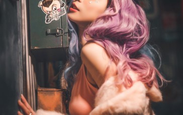 Sexy Funk Pig, Women, Asian, Long Hair, Makeup Wallpaper