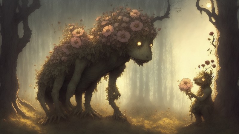 Creature, Forest, Flowers, Nature, Trees Wallpaper