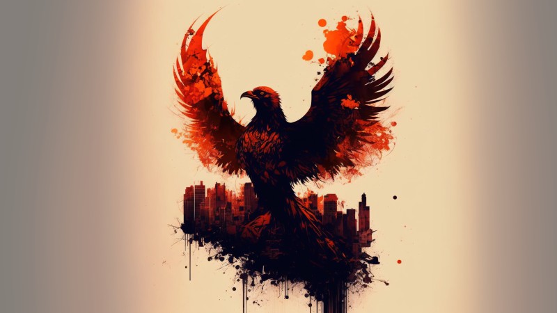 Phoenix, Birds, AI Art, Simple Background Wallpaper