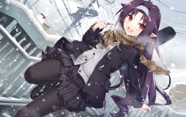 Anime Girls, Winter Coat, Winter, Snow, Pantyhose Wallpaper