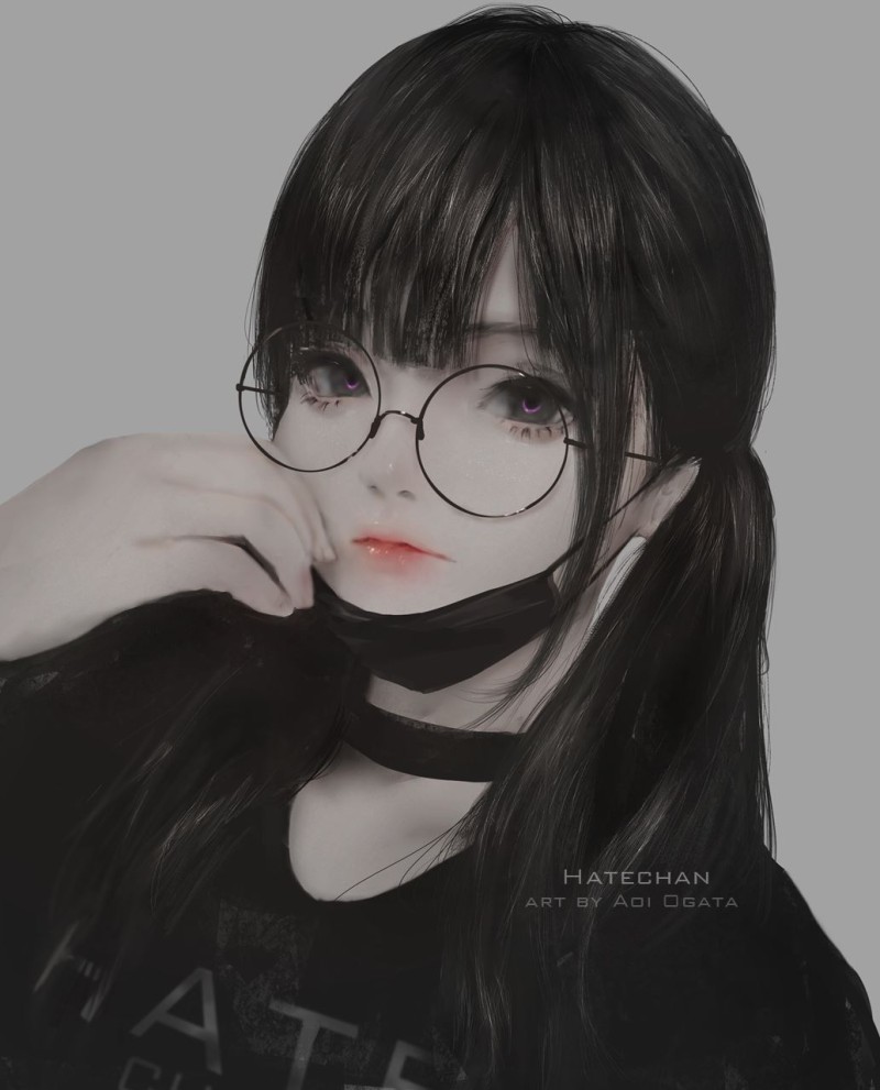 2D, Aoi Ogata, Mask, Glasses, Anime Girls Wallpaper