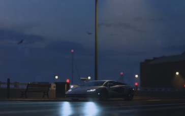 Need for Speed, Car, CGI, Headlights, Night, Bench Wallpaper