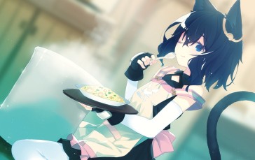 Reincarnated as a Sword, Fran (Reincarnated as a Sword), Cat Girl, Anime Girls Eating, Anime Girls Wallpaper