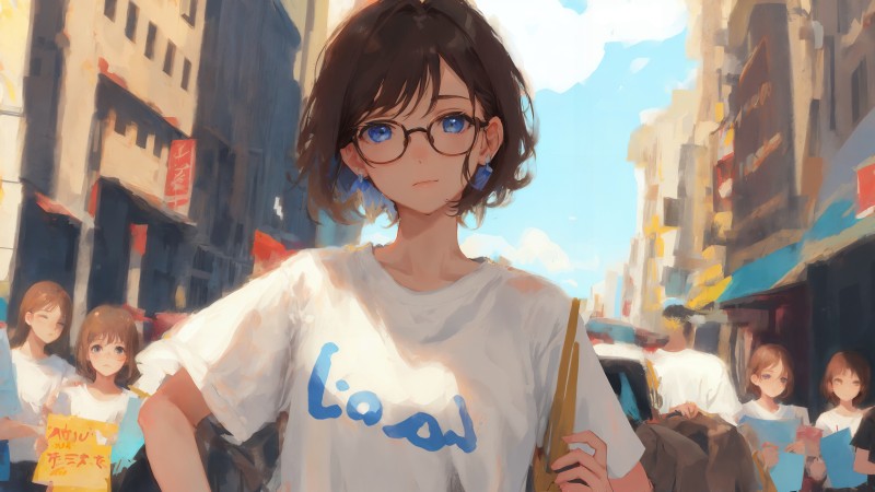 Anime, Anime Girls, Glasses, AI Art, Women Wallpaper