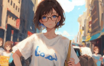 Anime, Anime Girls, Glasses, AI Art, Women Wallpaper