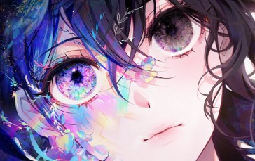 Anime Girls, Colorful, Heterochromia, Flowers, Frontal View Wallpaper