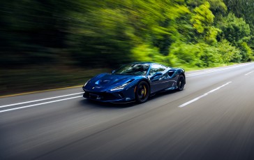Car, Road, Headlights, Ferrari, Blue Cars, Motion Blur Wallpaper