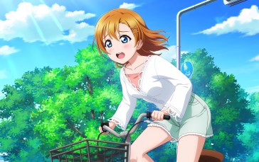 Kousaka Honoka, Love Live!, Anime Girls, Anime, Sunlight, Bicycle Wallpaper