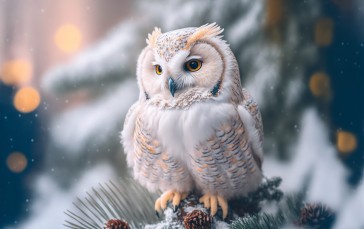 AI Art, Owl, Winter, Snow, Animals Wallpaper