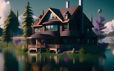 House, Digital Art, CGI, Blender Wallpaper