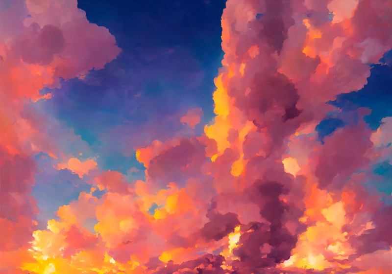 Clouds, Nature, Vibrant, AI Art Wallpaper