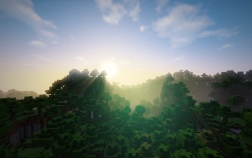 Minecraft, Clouds, Forest, Mountain Top Wallpaper
