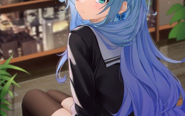 Anime, Anime Girls, Gradient Hair, Blue Eyes, Schoolgirl Wallpaper