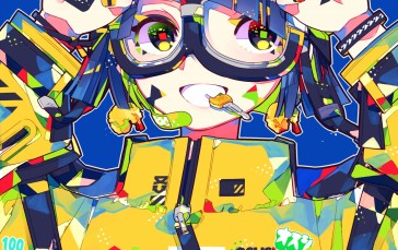 Anime Girls, Colorful, Goggles, Portrait Display Wallpaper