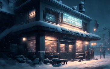 AI Art, Snow, Winter, City Wallpaper