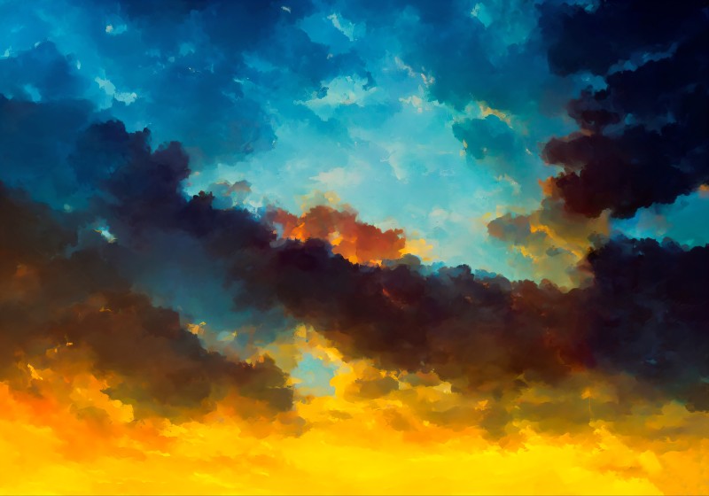 Clouds, Nature, Vibrant, AI Art Wallpaper