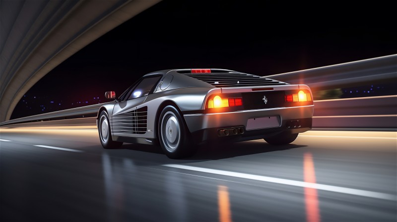 Ferrari Testarossa, Driving, Night, Car Wallpaper