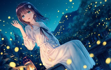 Anime, Anime Girls, Lights, Night Wallpaper