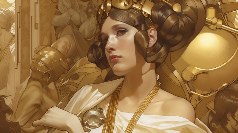 AI Art, Women, Art Nouveau, Gold Wallpaper