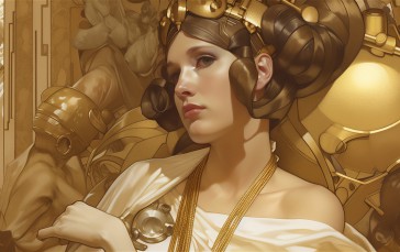 AI Art, Women, Art Nouveau, Gold Wallpaper