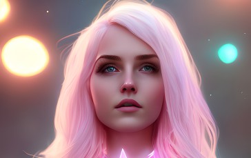 Women, Pink Hair, Stable Diffusion, AI Art Wallpaper