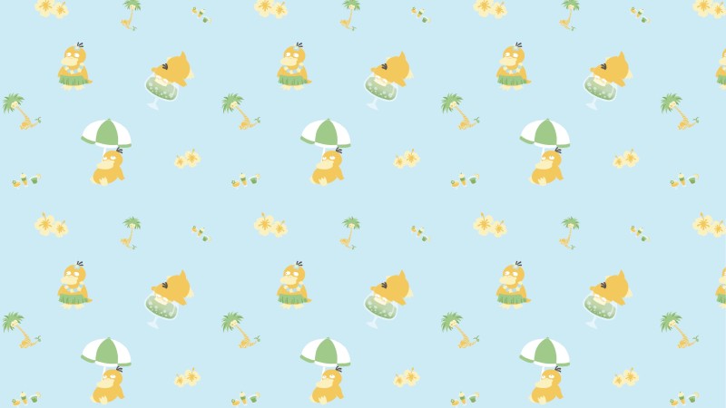 Pokémon, Pattern, 4K, Psyduck (Pokemon), Simple Background Wallpaper