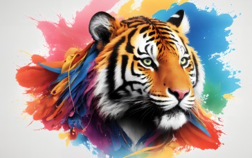 Tiger, Animals, AI Art, Colorful, Feline Wallpaper