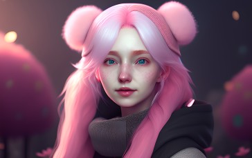 Pink Hair, AI Art, Digital Art, Stable Diffusion Wallpaper