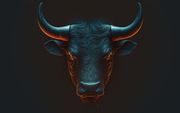 Bull, Animals, AI Art, Simple Background Wallpaper