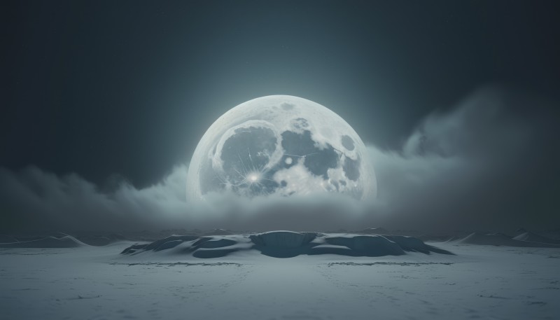 AI Art, Clouds, Moon, Planet Wallpaper