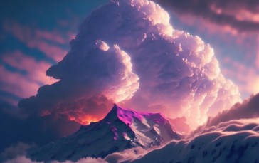 Winter, Snow, Mountains, Clouds Wallpaper