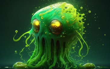 AI Art, Slime, Creature, Green Wallpaper