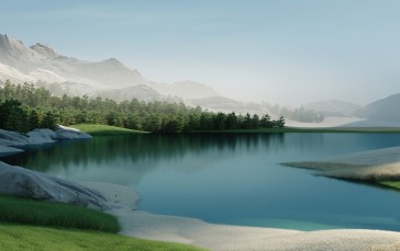 Windows 11, Digital Art, Landscape, Water Wallpaper