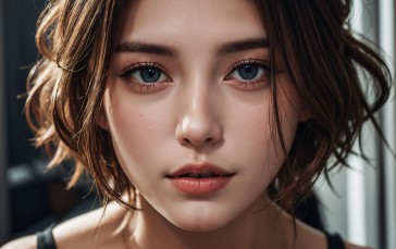 AI Art, Women, Face, Model, Stare, Digital Art Wallpaper