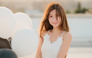 Asian, Women, Model, Balloon, Smiling Wallpaper
