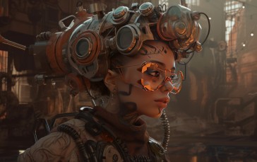 AI Art, Women, Science Fiction, City, Futuristic Wallpaper