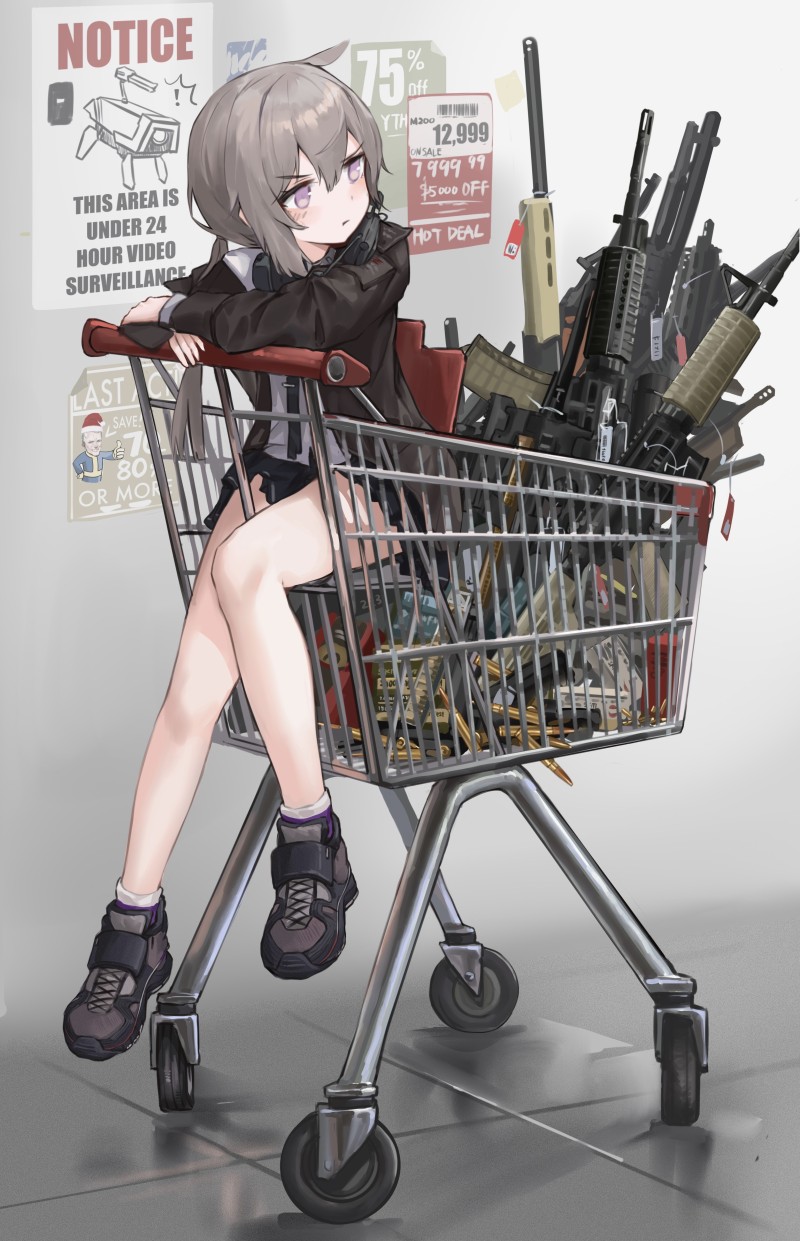 Shopping, Sitting, Girls with Guns, Gun Wallpaper