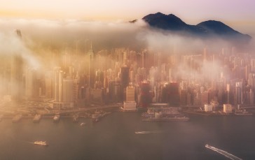 Photography, Trey Ratcliff, Clouds, Aerial View, Skyscraper, Hong Kong Wallpaper
