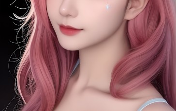 Seraphine (League of Legends), League of Legends, AI Art, Pink Hair, Portrait Display Wallpaper