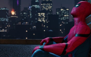 Spider-Man, Superhero, Bodysuit, City Lights, City Wallpaper