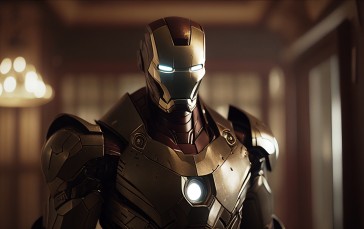 Iron Man, Superhero, Glowing Eyes, Indoors, Metal, Armor Wallpaper